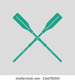 Icon of  boat oars. Gray background with green. Vector illustration.