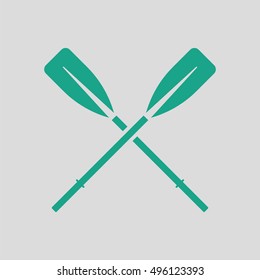 Icon of  boat oars. Gray background with green. Vector illustration.