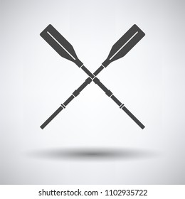 Icon of  boat oars on gray background, round shadow. Vector illustration.