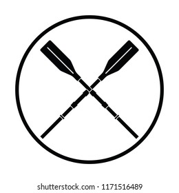 Icon of  boat oars. Thin circle design. Vector illustration.