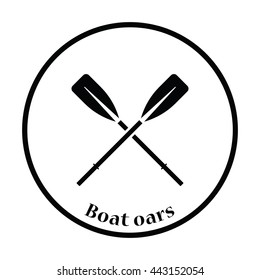 Icon of  boat oars. Thin circle design. Vector illustration.