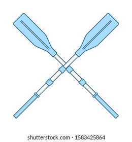 Icon Of Boat Oars. Thin Line With Blue Fill Design. Vector Illustration.