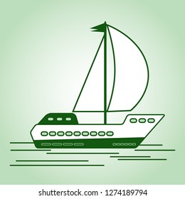 Icon boat, ship, cruise ship sailing on the sea, ocean. Symbol of sea travel. Vector illustration for your design.