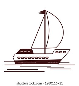 Icon boat, ship, cruise ship sailing on the sea, ocean. Symbol of sea travel. Vector illustration for your design.