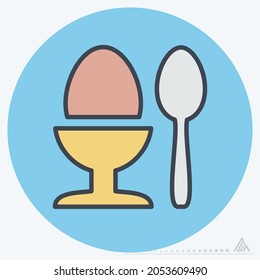Icon Boiled Egg - Color Mate Style - Simple illustration, Editable stroke, Design template vector, Good for prints, posters, advertisements, announcements, info graphics, etc.