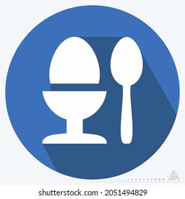 Icon Boiled Egg - Long Shadow Style - Simple illustration, Editable stroke, Design template vector, Good for prints, posters, advertisements, announcements, info graphics, etc.