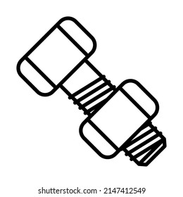 Symbol für Bolzen und Nut. Feines Rahmendesign mit bearbeitbarer Hubbreite. Vektorgrafik.