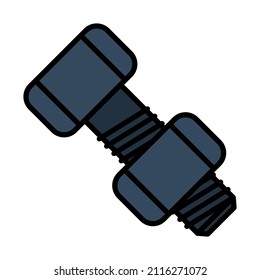 Icon Of Bolt And Nut. Editable Bold Outline With Color Fill Design. Vector Illustration.