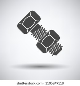 Icon of bolt and nut on gray background, round shadow. Vector illustration.