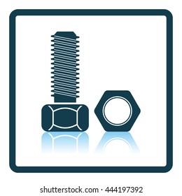 Icon of bolt and nut. Shadow reflection design. Vector illustration.