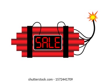 Icon of bomb, dynamite, detonator. Black Friday.  Cyber Monday. Sale, shopping concept