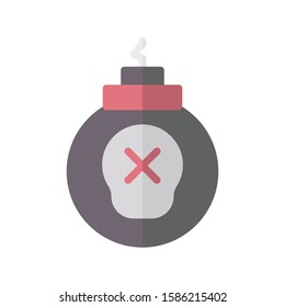 Icon bomb in flat style. vector illustration and editable stroke. Isolated on white background.