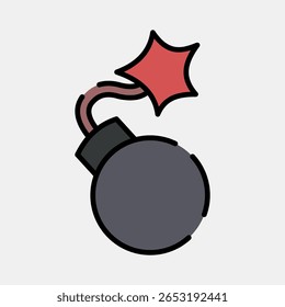 Icono bomba. Elementos militares y de guerra. Icono en estilo de línea rellenada.