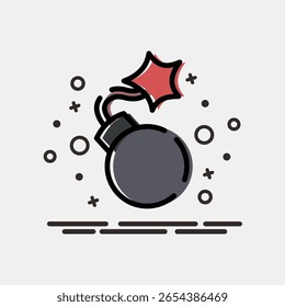 Icono bomba. Elementos militares y de guerra. Icono en estilo MBE.