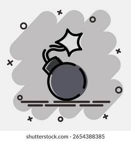 Icon bomb. Military and war elements. Icon in comic style.