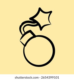 Icon bomb. Military and war elements. Icon in hand drawn style.