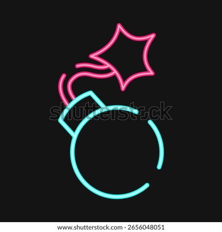 Icon bomb. Military and war elements. Icon in neon style.