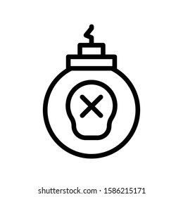 Icon bomb in outline style. vector illustration and editable stroke. Isolated on white background.