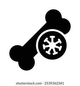 Icon of a bone with a virus, symbolizing infected or diseased bone