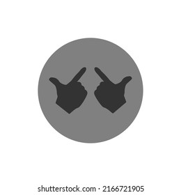 Icon of the bones of the hands indicating the direction to the top. Vector illustration in gray colors on a round background.