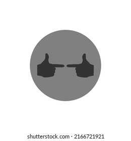 Icon of the bones of the hands indicating the direction of each other. Vector illustration on a round gray background.