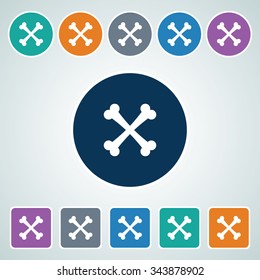 Icon of Bones in Multi Color Circle & Square Shape. Eps-10.