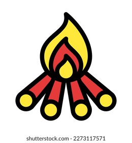 Icon bonfire, Camp fire, Holyday. editable file and color.