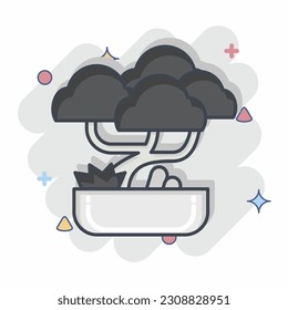 Icon Bonsai. related to Chinese New Year symbol. comic style. simple design editable
