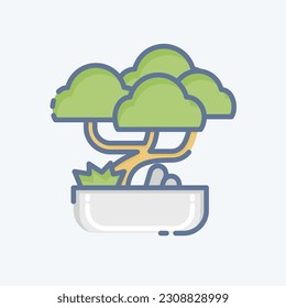 Icon Bonsai. related to Chinese New Year symbol. doodle style. simple design editable