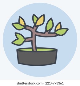 Icon Bonsai. suitable for Garden symbol. color mate style. simple design editable. design template vector. simple illustration