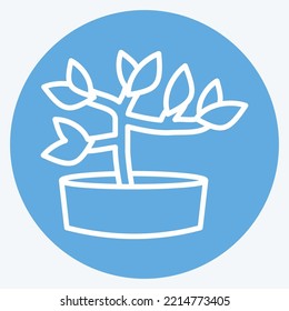 Icon Bonsai. suitable for Garden symbol. blue eyes style. simple design editable. design template vector. simple illustration