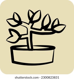 Icon Bonsai. suitable for Garden symbol. hand drawn style. simple design editable. design template vector. simple illustration