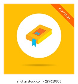 Icon of book with blue bookmark