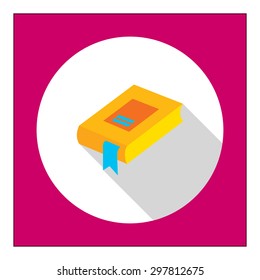 Icon of book with blue bookmark