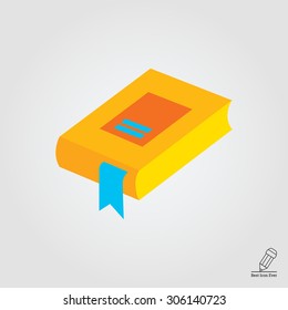 Icon of book with blue bookmark