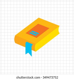 Icon of book with blue bookmark