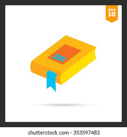 Icon of book with blue bookmark