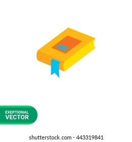 Icon of book with blue bookmark