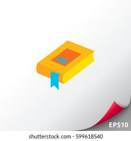Icon of book with blue bookmark