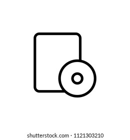 The icon of book with disk. Simple outline icon illustration, vector of book with disk for a website or mobile application on white background