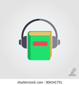 Icon of book with headphones