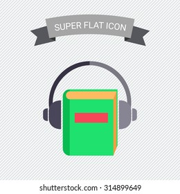 Icon of book with headphones
