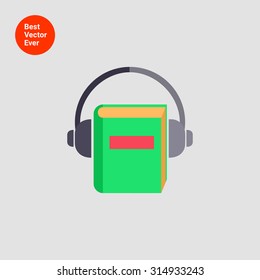 Icon of book with headphones
