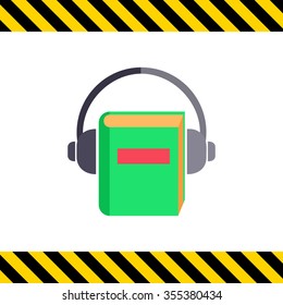 Icon of book with headphones