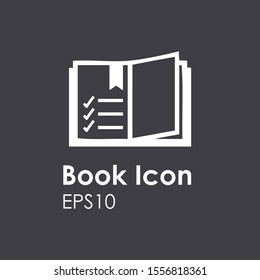 Icon of a book. Image of an annotation book. Dictionary.