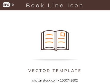 Icon Book Line For Website, Infographic Element. Vector Illustration