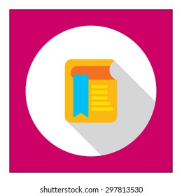 Icon of book with long blue bookmark