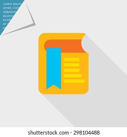 Icon of book with long blue bookmark