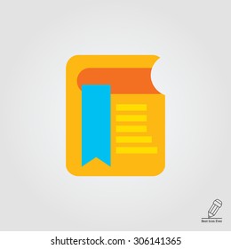 Icon of book with long blue bookmark