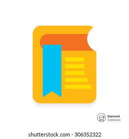 Icon of book with long blue bookmark